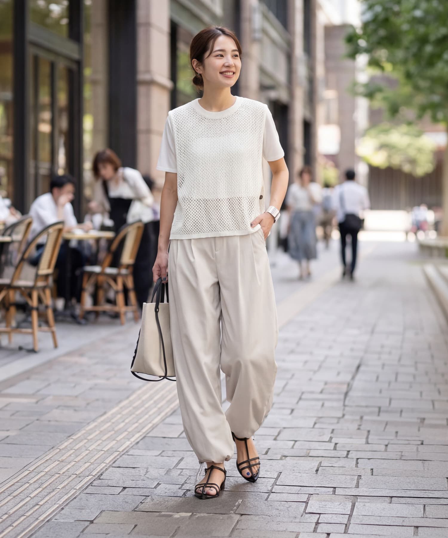 STYLE DELI「裾が絞れる薄さら涼感ワイドパンツ」|スラックス|