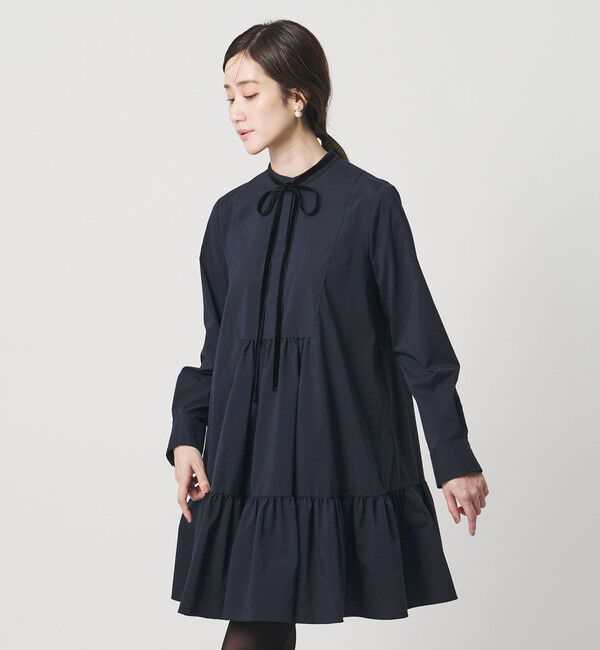 UNITED ARROWS「タフタ ギャザー ティアードワンピース ‐ウォッシャブル‐」|ワンピース|