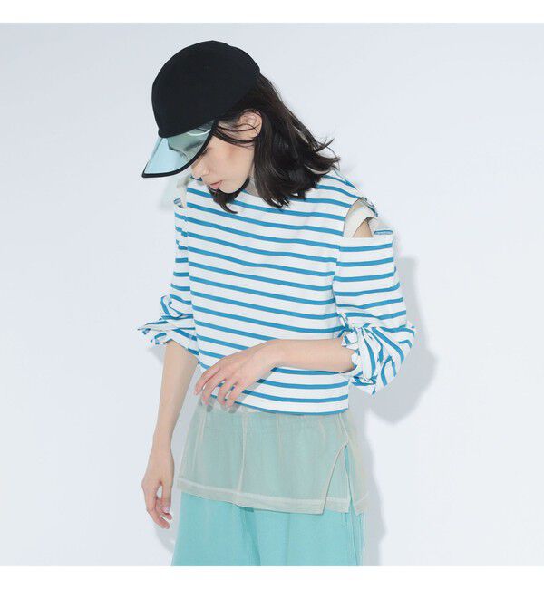 BEAMSBOY「maturely / ボーダー オープン ショルダー ロングスリーブ カットソー」|Tシャツ・カットソー|