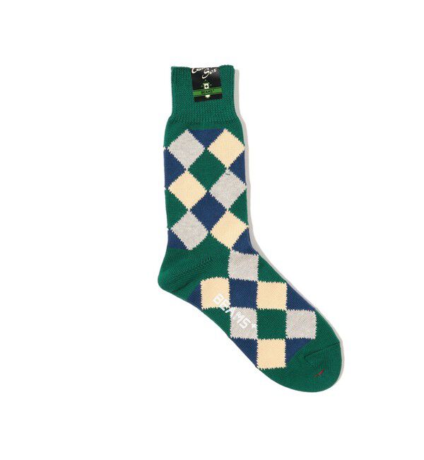 BEAMS PLUS「BEAMS PLUS / ダイヤモンド柄 ソックス」|ソックス|GREEN
