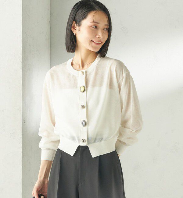 SHIPS for women「TORRAZZO DONNA:〈手洗い可能〉ビジュー シアー カーディガン」|カーディガン|