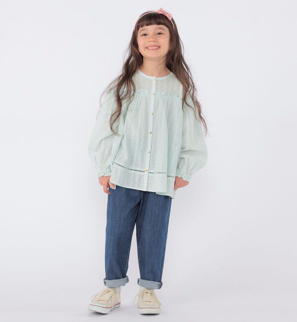 SHIPS KIDS「SHIPS KIDS:100～130cm / ギャザーフリル 刺繍 ブラウス」|シャツ・ブラウス|