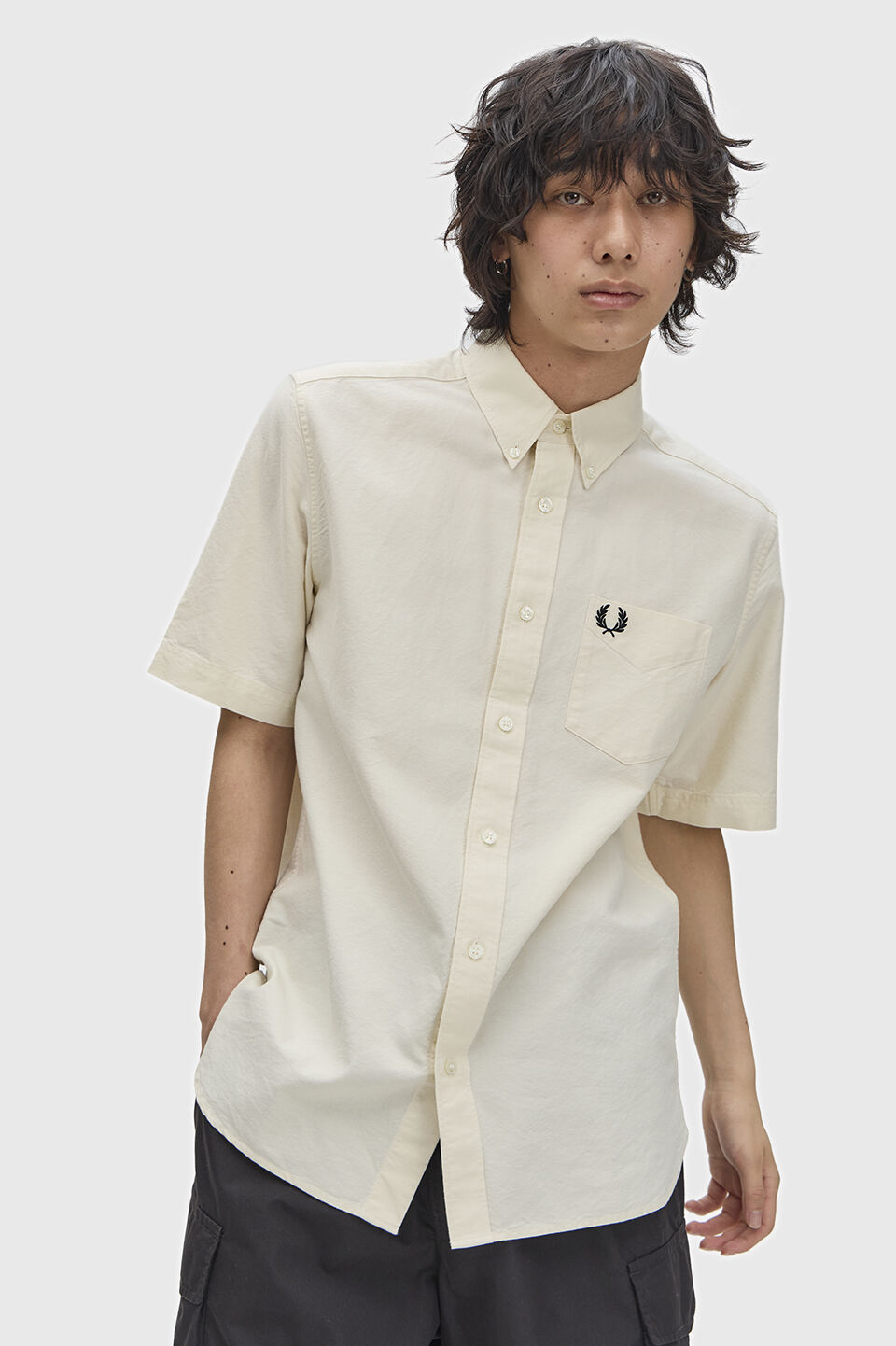 FRED PERRY 「Oxford Short Sleeve Shirt／オックスフォードショートスリーブシャツ」|シャツ・ブラウス|ECRU/BLACK