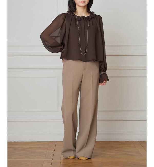 IENA LA BOUCLE「《洗濯機洗い可》IENA LA BOUCLE ソフトダブルクロススラックス」|スラックス|