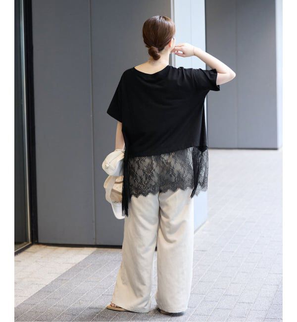 IENA「レースドッキングTシャツ」|Tシャツ・カットソー|