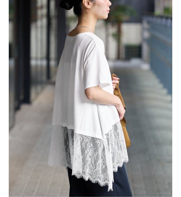 IENA「レースドッキングTシャツ」|Tシャツ・カットソー|