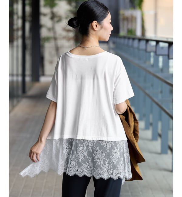 IENA「レースドッキングTシャツ」|Tシャツ・カットソー|