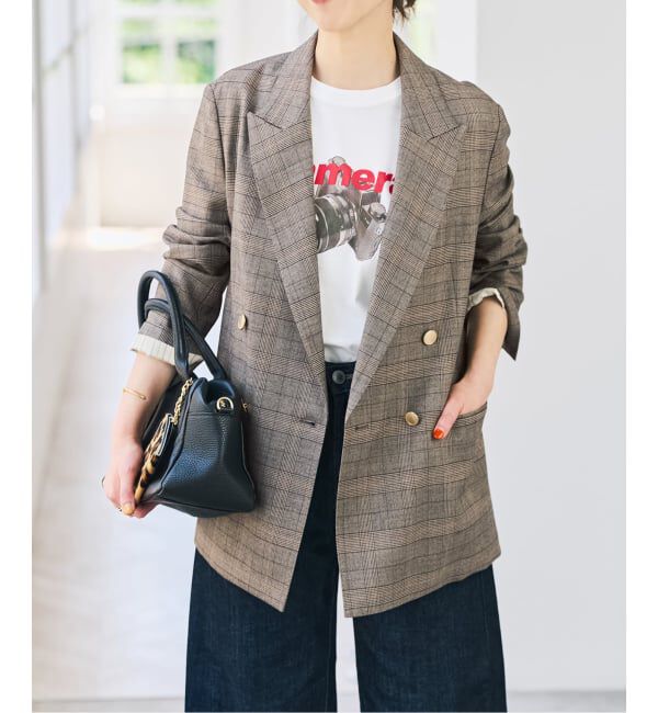 Spick and Span「《セットアップ可 / 予約》ウールブレンドグレンチェックジャケット」|テーラードジャケット|