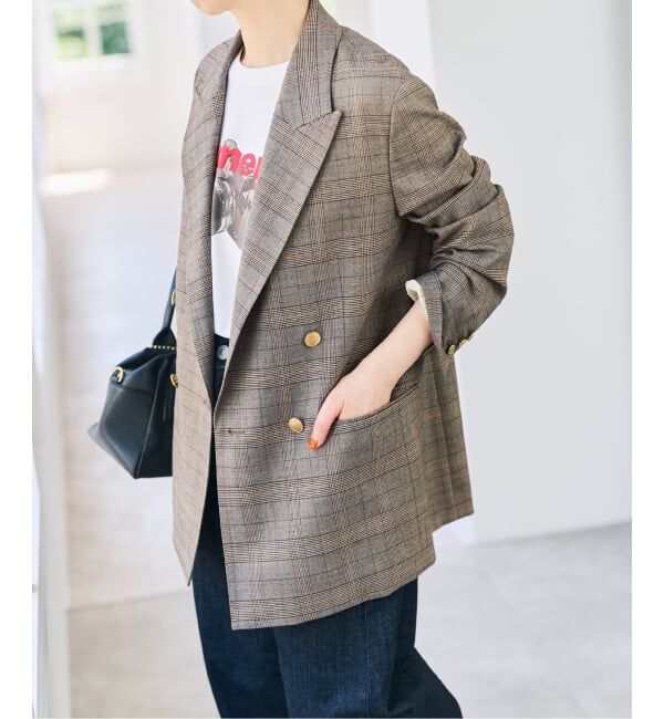 Spick and Span「《セットアップ可 / 予約》ウールブレンドグレンチェックジャケット」|テーラードジャケット|