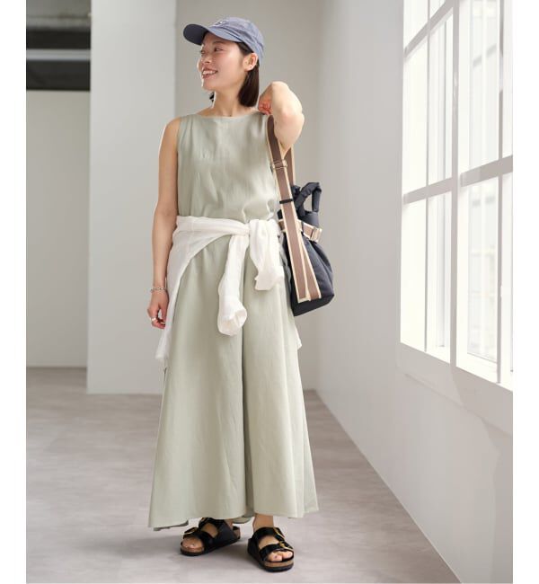 U by SPICK&SPAN「コットンリネンバックギャザーワンピース」|ワンピース|