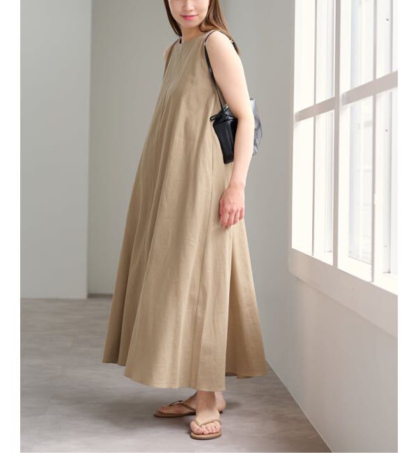 U by SPICK&SPAN「コットンリネンバックギャザーワンピース」|ワンピース|