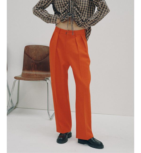 Glyph「《予約 / 一部店舗+WEB限定》Double-Pleated Trousers」|スラックス|オレンジ