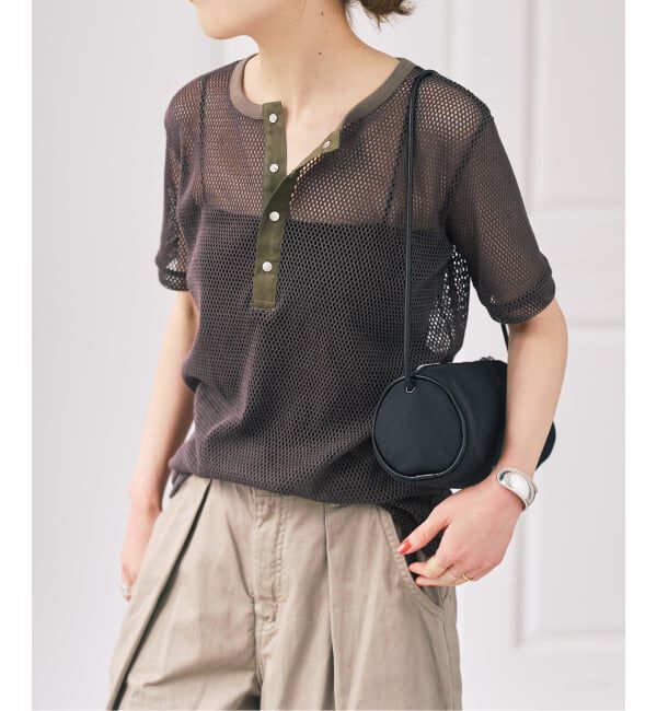 Spick and Span「ACASAM / アカサム メッシュヘンリー」|Tシャツ・カットソー|カーキ