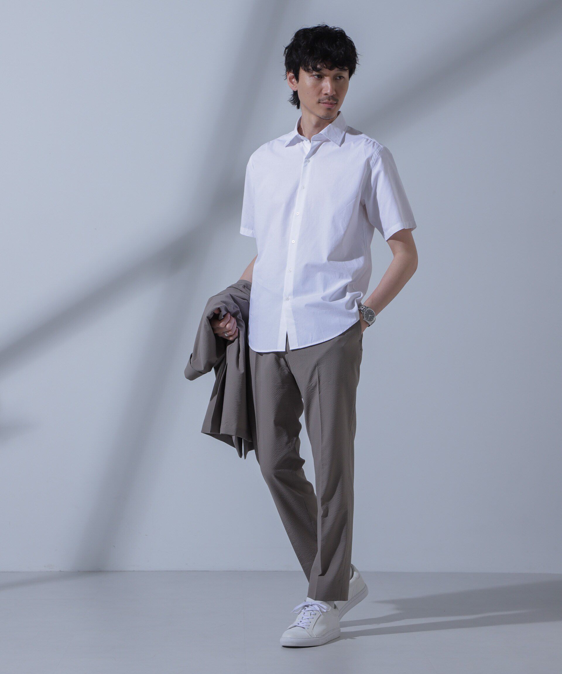 nano･universe「「N SHIRTS」AntiSoaked(R)汗染み防止セミワイドカラーシャツ半袖」|シャツ・ブラウス|