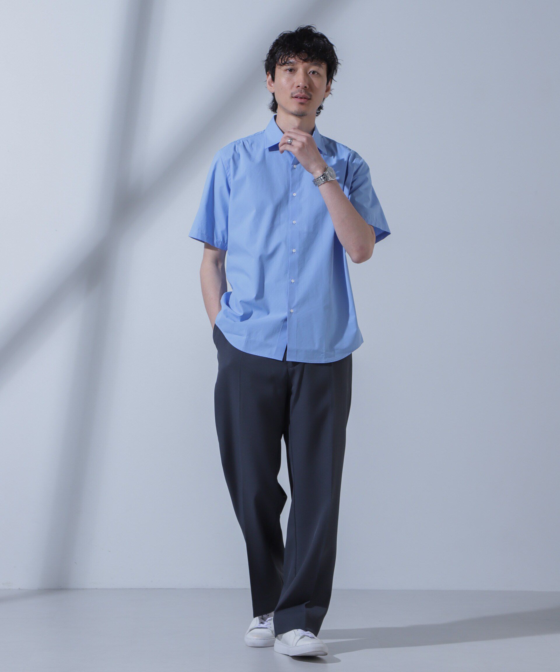 nano･universe「「N SHIRTS」AntiSoaked(R)汗染み防止セミワイドカラーシャツ半袖」|シャツ・ブラウス|