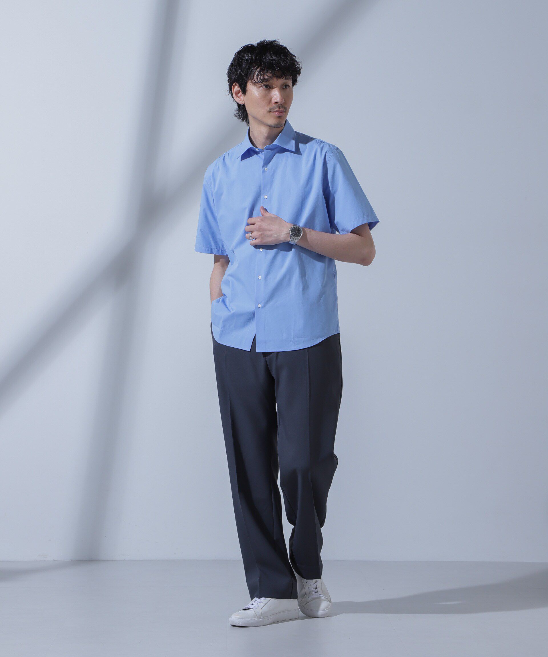 nano･universe「「N SHIRTS」AntiSoaked(R)汗染み防止セミワイドカラーシャツ半袖」|シャツ・ブラウス|