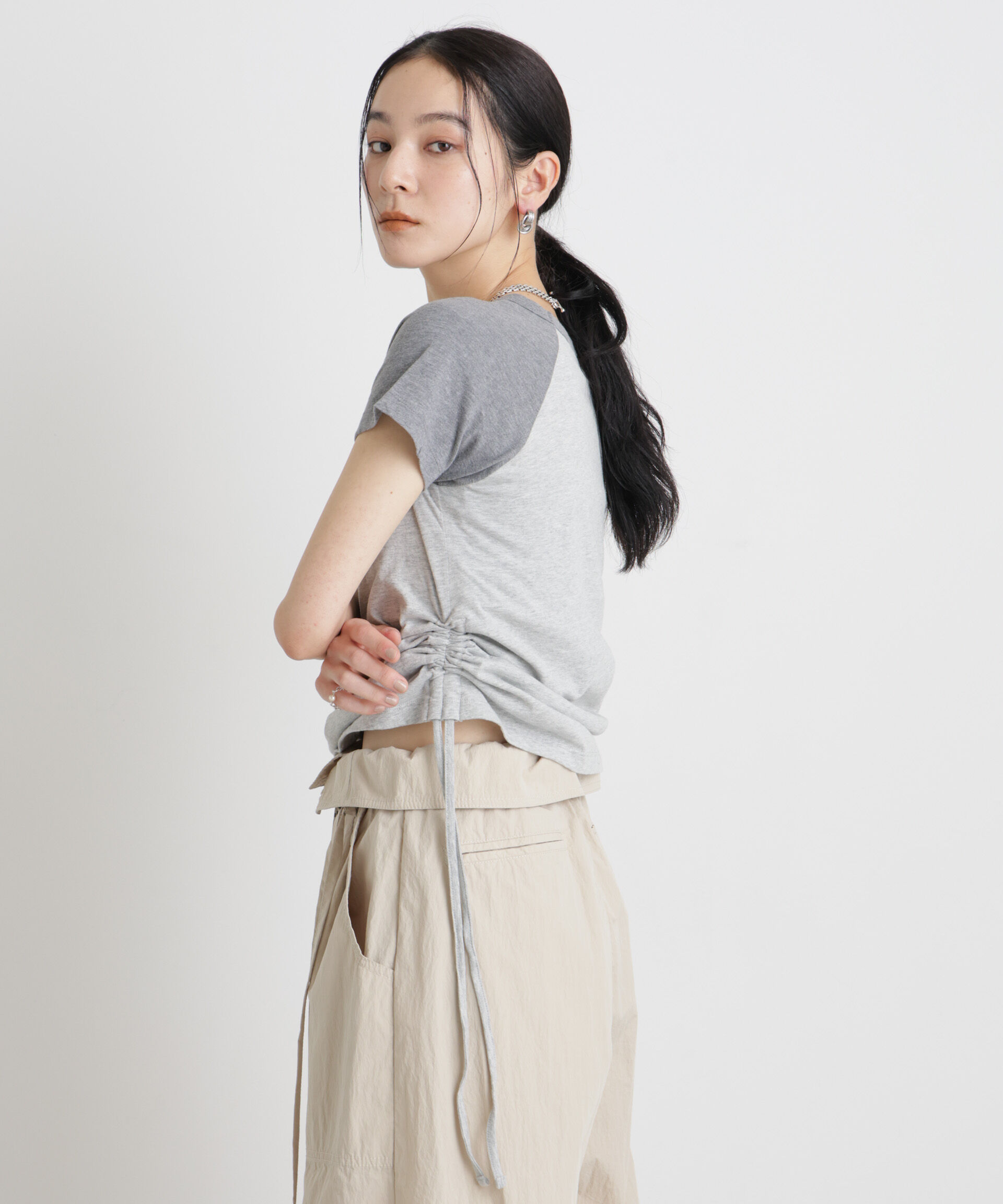 nano･universe「BOOKCLUB/別注 Raglan shirring shirts」|Tシャツ・カットソー|