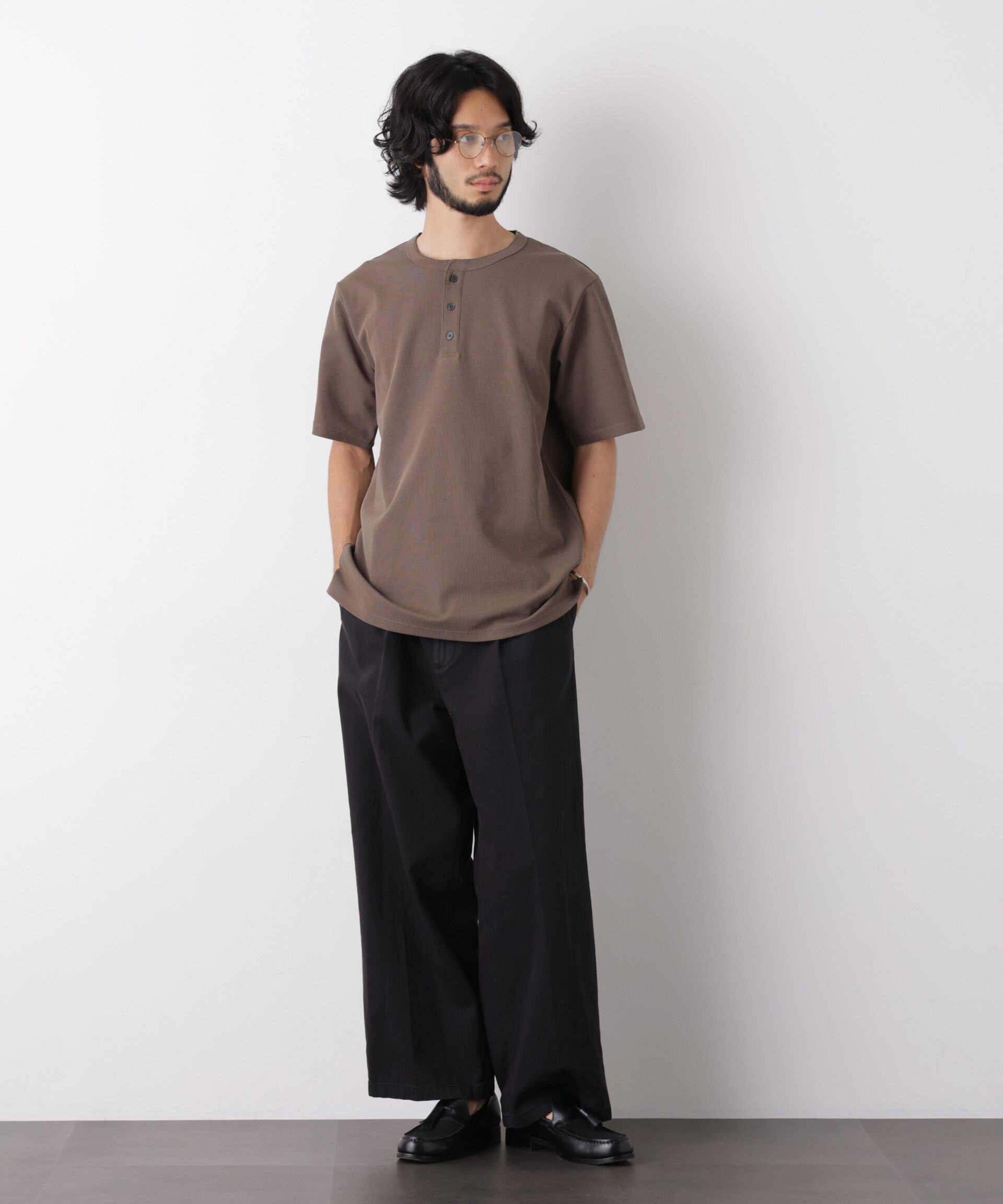 nano･universe「60サーフニットヘンリーTシャツ 半袖」|Tシャツ・カットソー|