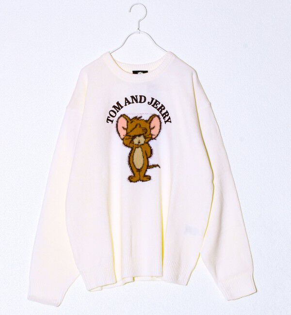 GLOSTER「【MICKEY&JERRY】UNISEX シャギージャガードニット」|ニット・セーター|オフホワイト