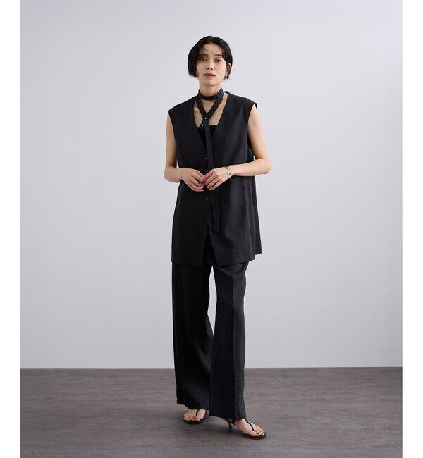 SALON adam et rope'「NALYAビスコース・麻ツイルイージースラックス / セットアップ対応」|チノ|