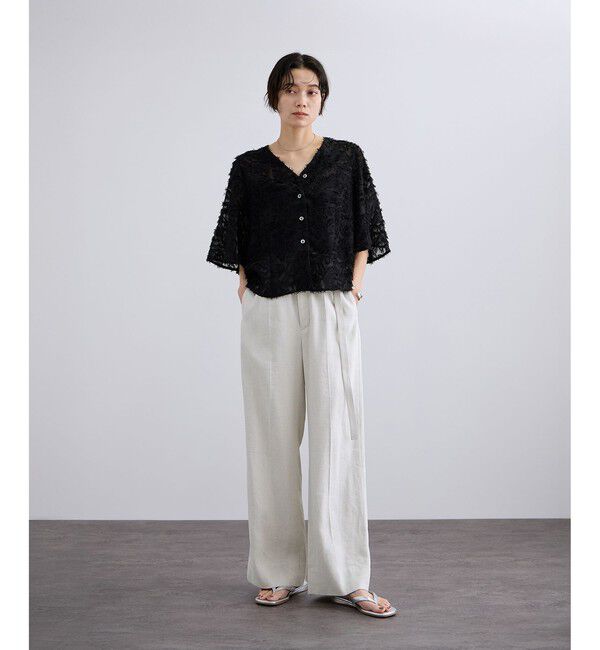 SALON adam et rope'「NALYAビスコース・麻ツイルイージースラックス / セットアップ対応」|チノ|