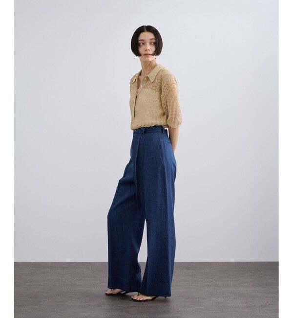 SALON adam et rope'「NALYAビスコース・麻ツイルイージースラックス / セットアップ対応」|チノ|