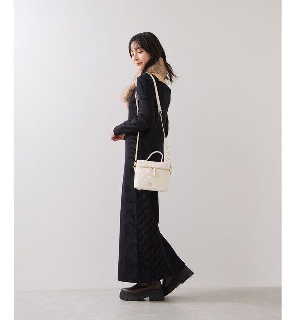 VIS「アシメオフショルリブニット美シルエットワンピース/着丈が選べる」|ワンピース|