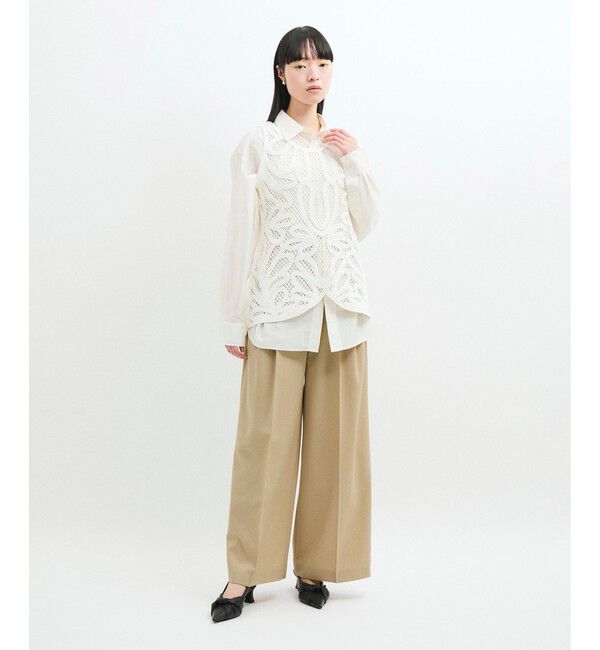 ADAM ET ROPE'「【防シワ】・【洗える】2タックワイドスラックス」|スラックス|