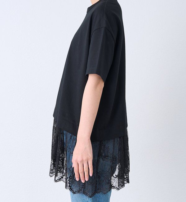  「予約【1枚で旬顔トップス】ヘムレースカットソー」|Tシャツ・カットソー|