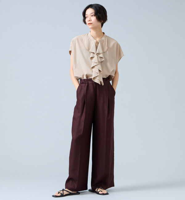 Liesse「《定番》麻調タックワイドパンツ（セットアップ可）」|その他|