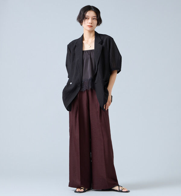 Liesse「《定番》麻調タックワイドパンツ（セットアップ可）」|その他|