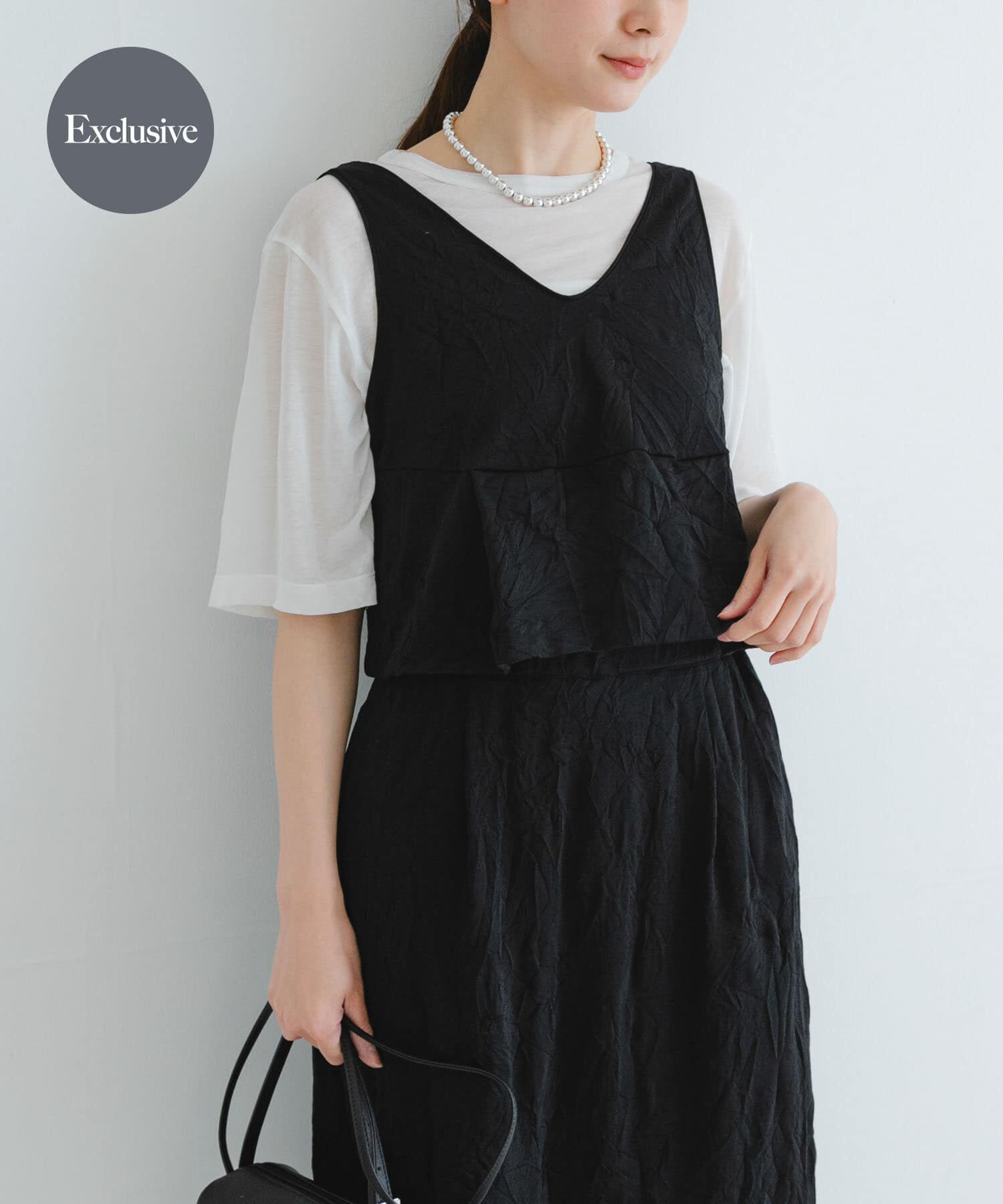 URBAN RESEARCH「『別注』GGG&times;URBAN RESEARCH　クロップドワッシャートップス」|タンクトップ|ブラック
