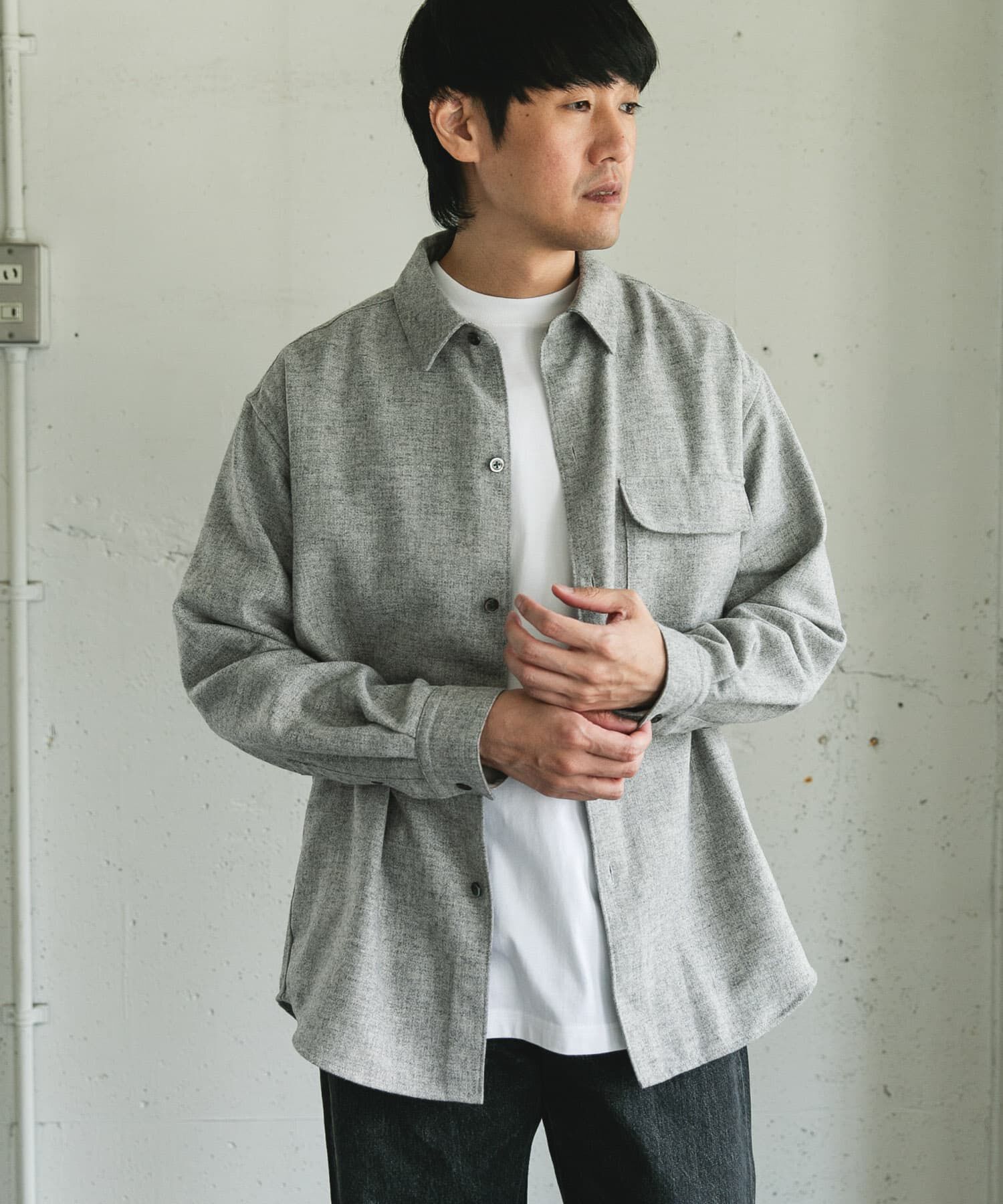 URBAN RESEARCH DOORS「フラノレギュラーカラーシャツ」|シャツ・ブラウス|