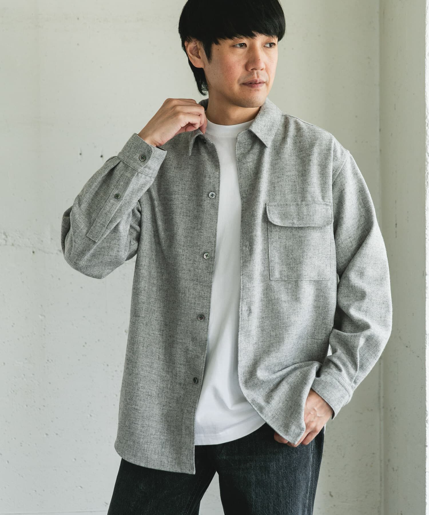 URBAN RESEARCH DOORS「フラノレギュラーカラーシャツ」|シャツ・ブラウス|
