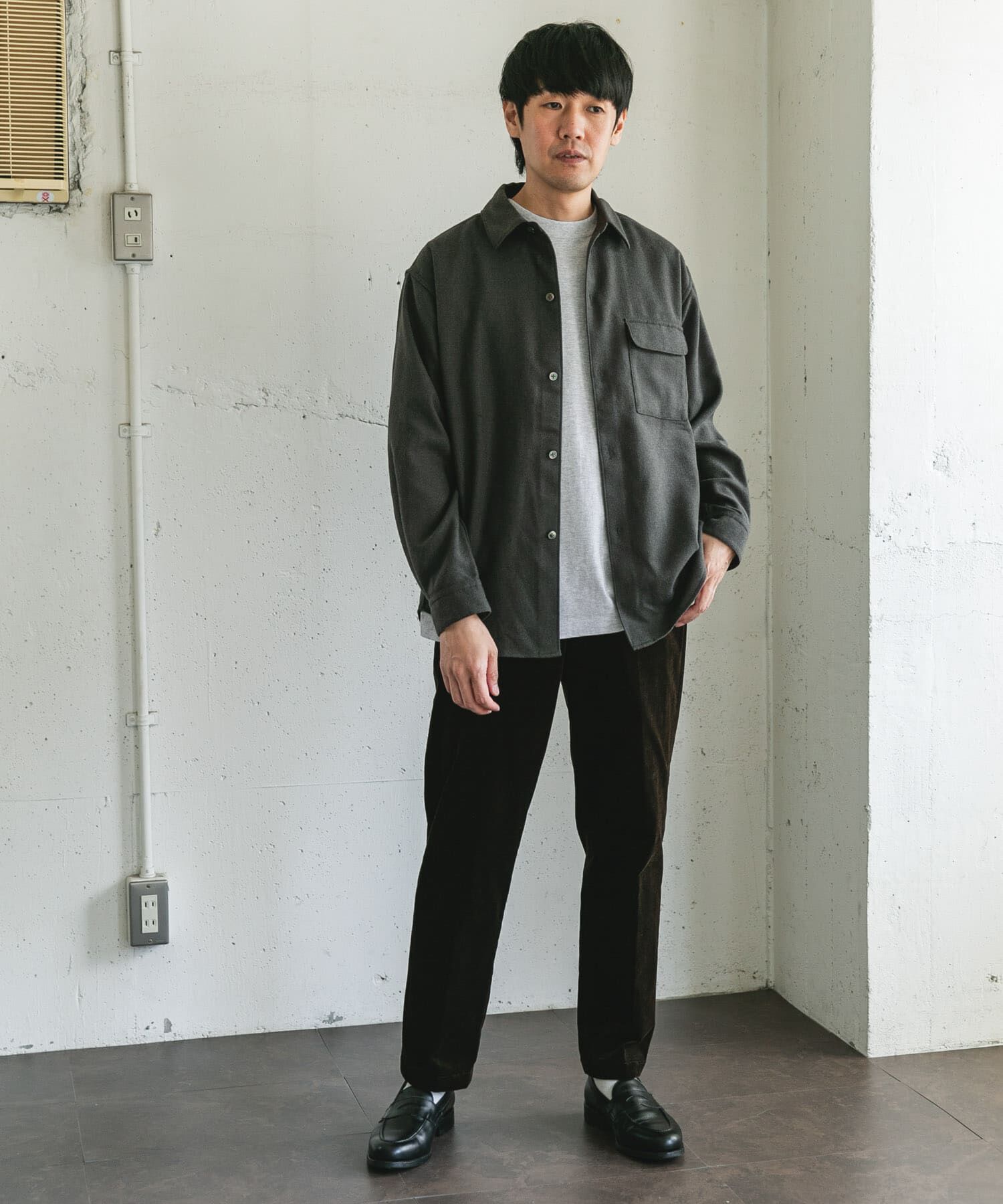 URBAN RESEARCH DOORS「フラノレギュラーカラーシャツ」|シャツ・ブラウス|