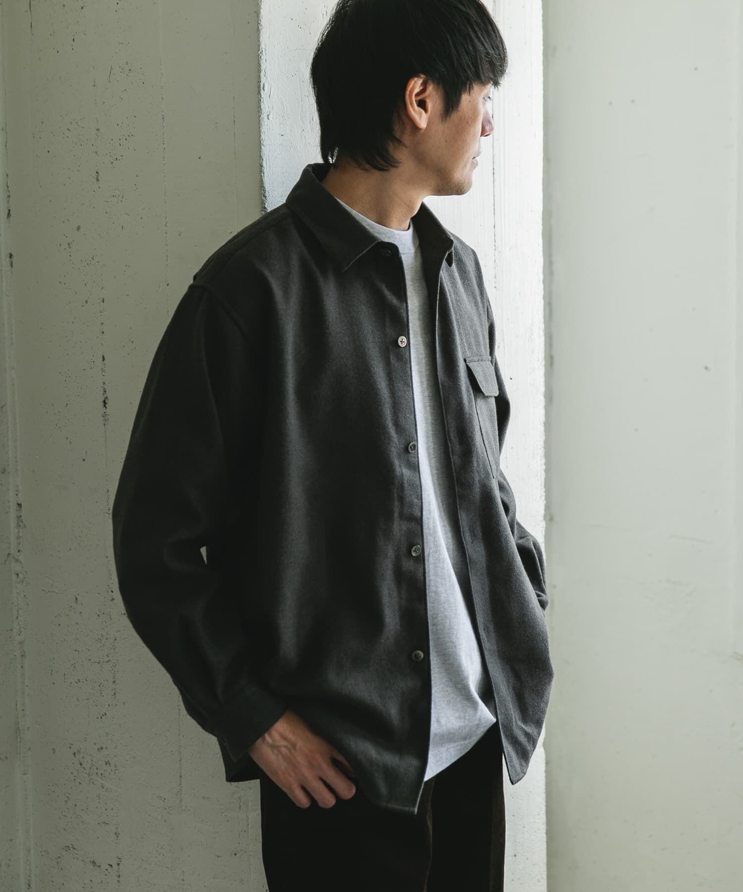 URBAN RESEARCH DOORS「フラノレギュラーカラーシャツ」|シャツ・ブラウス|