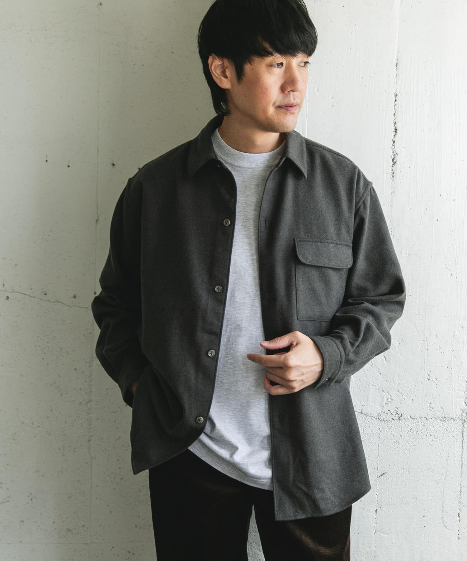 URBAN RESEARCH DOORS「フラノレギュラーカラーシャツ」|シャツ・ブラウス|