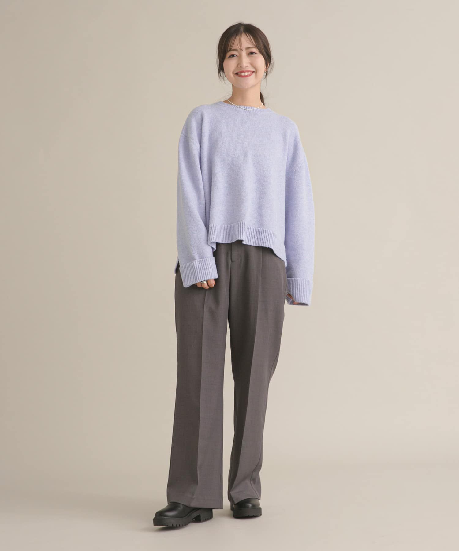 URBAN RESEARCH DOORS「『WEB/一部店舗限定』ターンバック袖ショート丈ニット」|ニット・セーター|