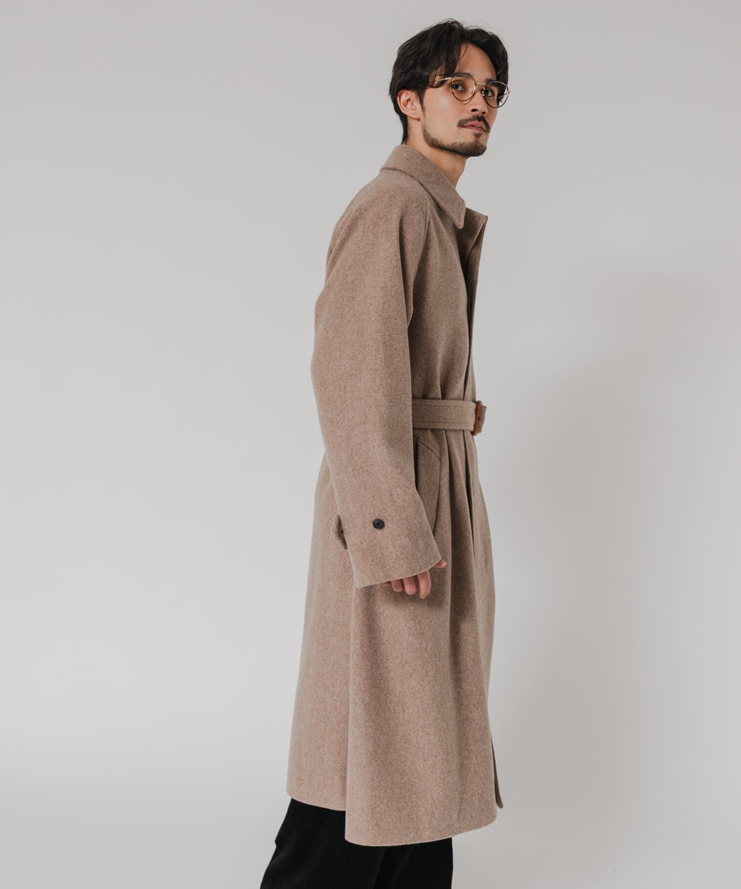 URBAN RESEARCH「WOOL BEAVER BELTED COAT」|ステンカラーコート|