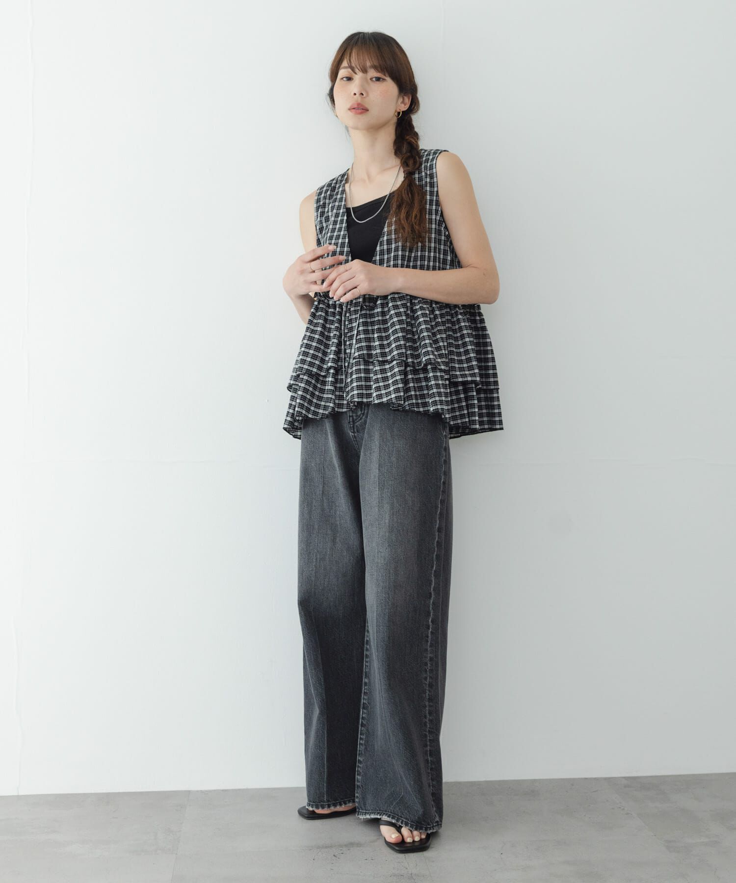 Sonny Label 「サッカーチェックペプラムベストブラウス」|シャツ・ブラウス|