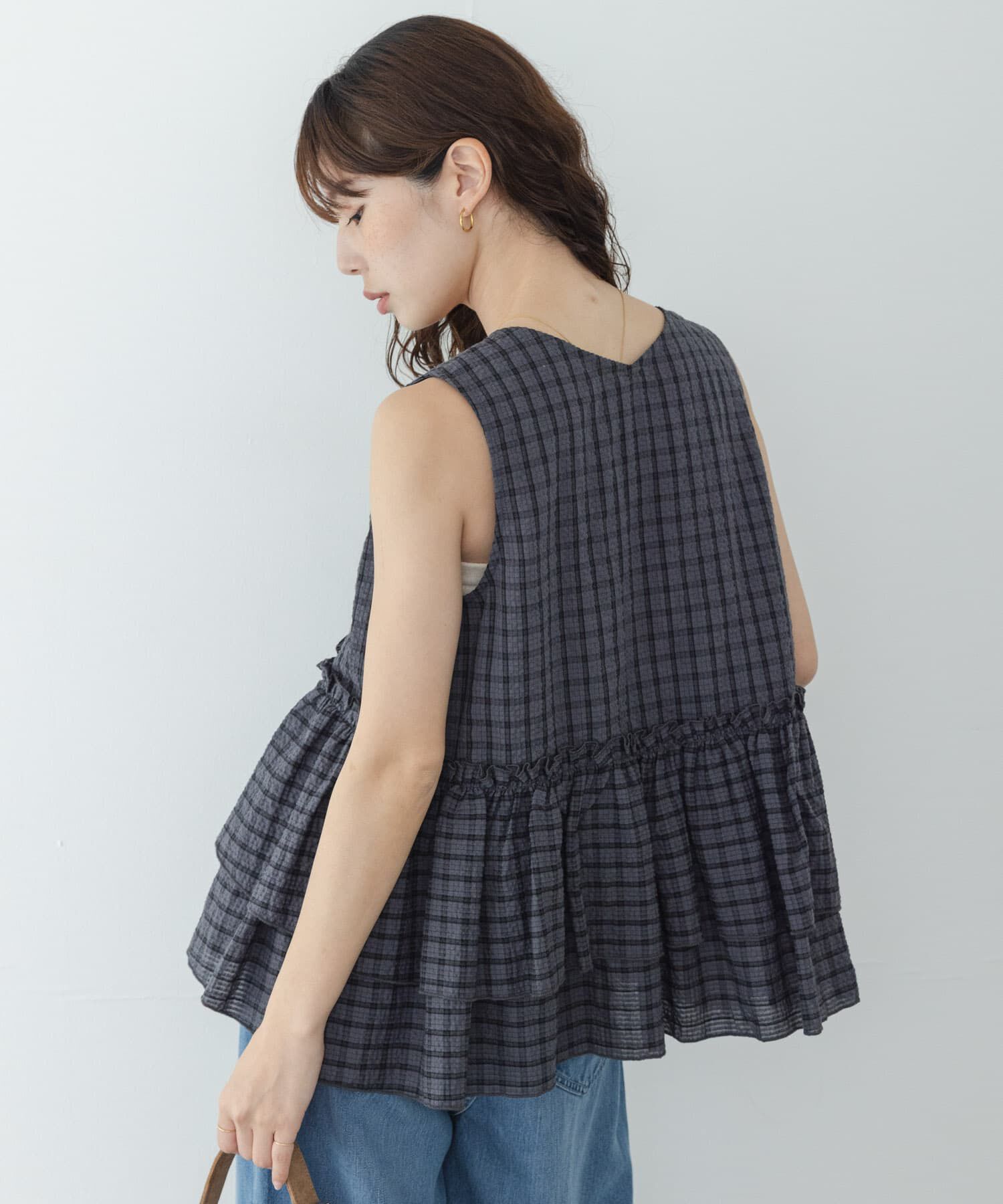 Sonny Label 「サッカーチェックペプラムベストブラウス」|シャツ・ブラウス|
