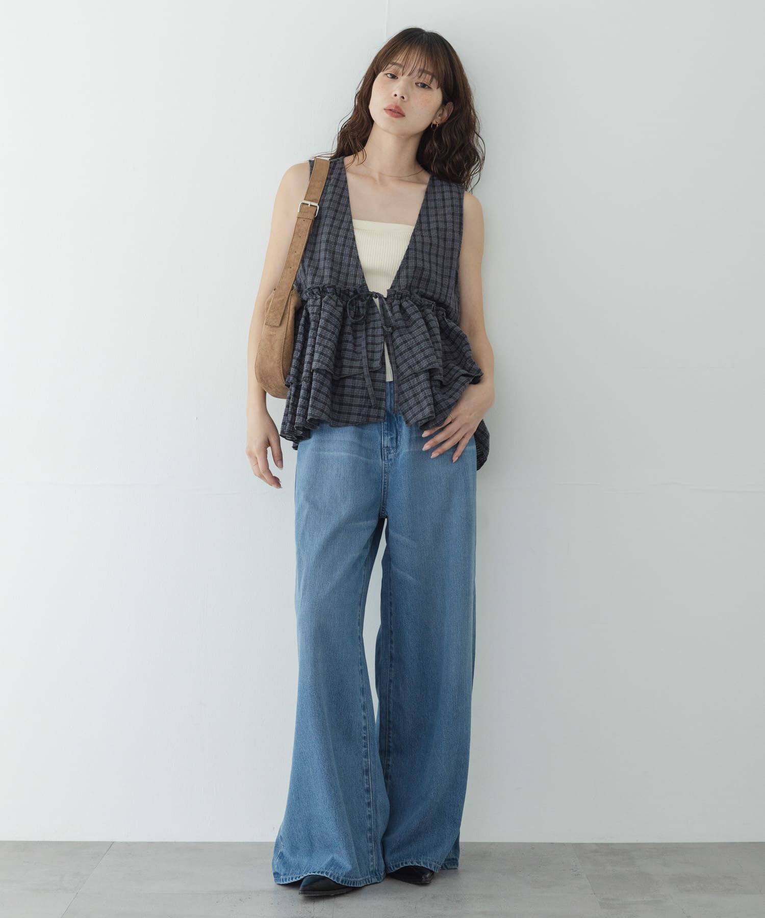 Sonny Label 「サッカーチェックペプラムベストブラウス」|シャツ・ブラウス|