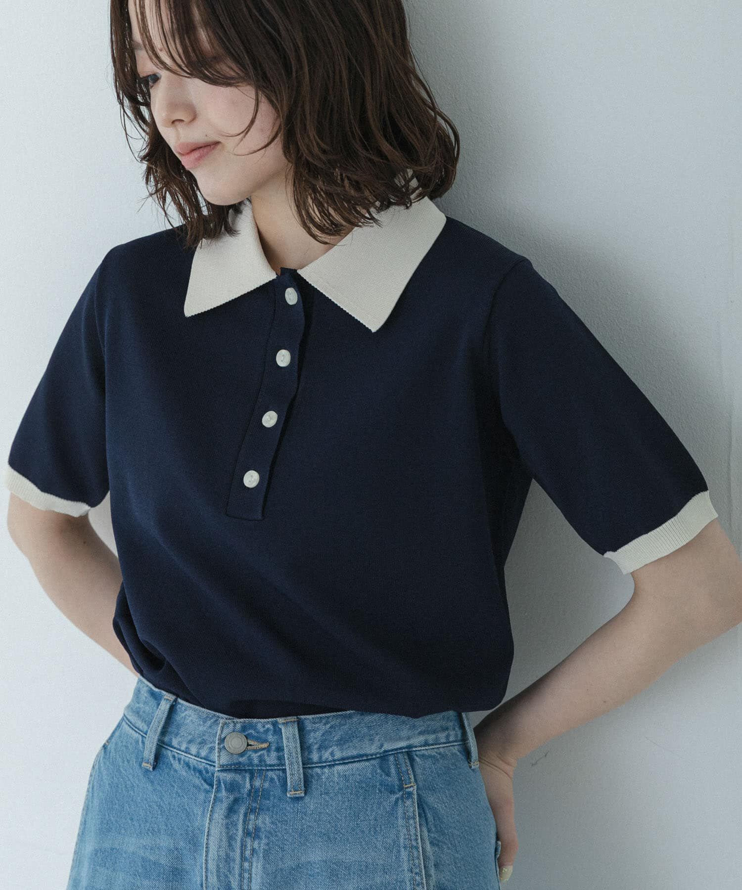 Sonny Label 「配色襟ニットポロシャツ」|ニット・セーター|