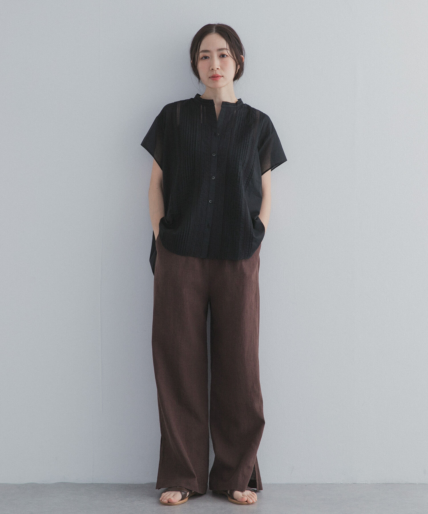 URBAN RESEARCH DOORS「コットンレース切替ブラウス」|シャツ・ブラウス|