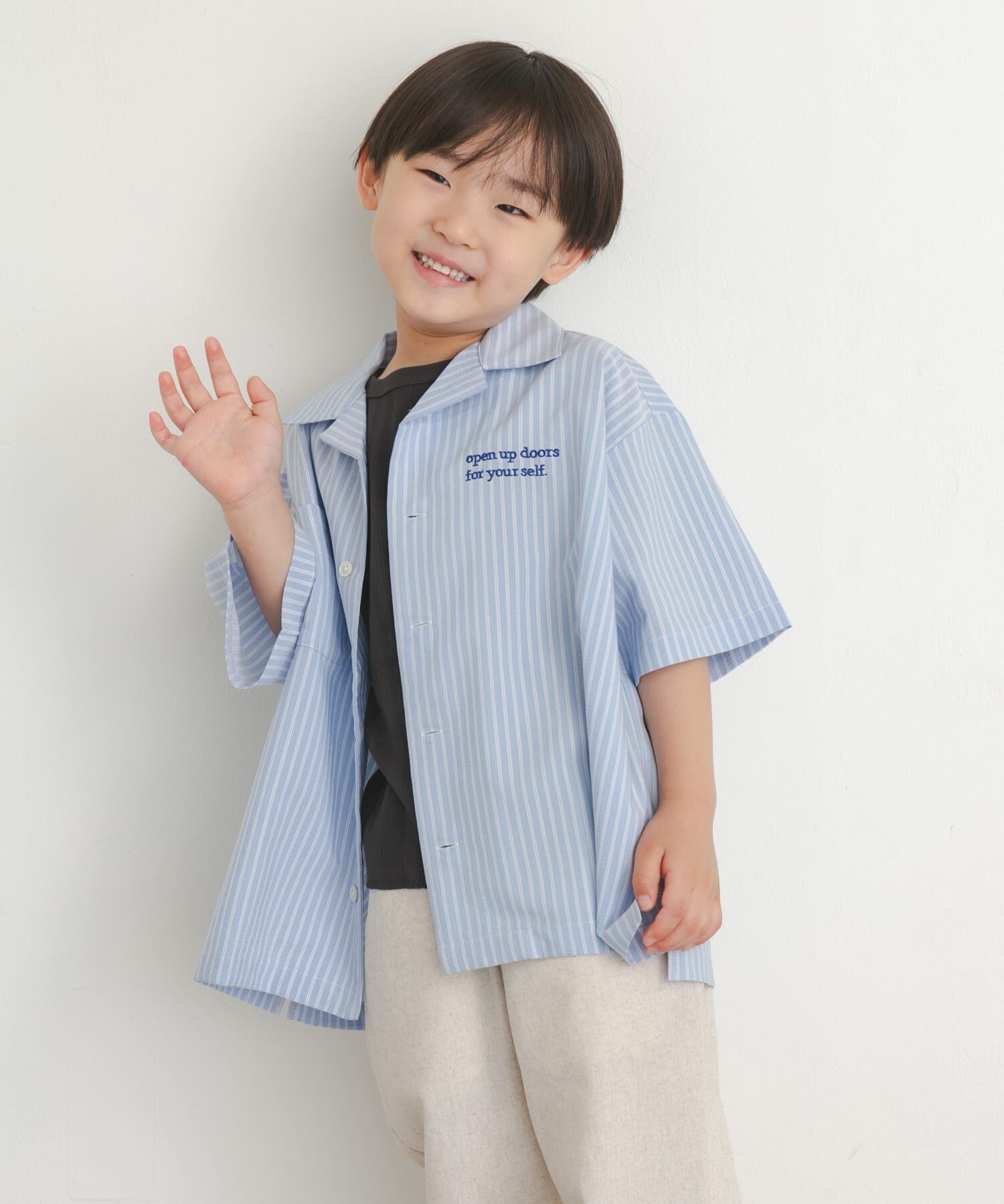URBAN RESEARCH DOORS「『150サイズあり』ロゴ刺繍ストライプシャツ(KIDS)」|その他|