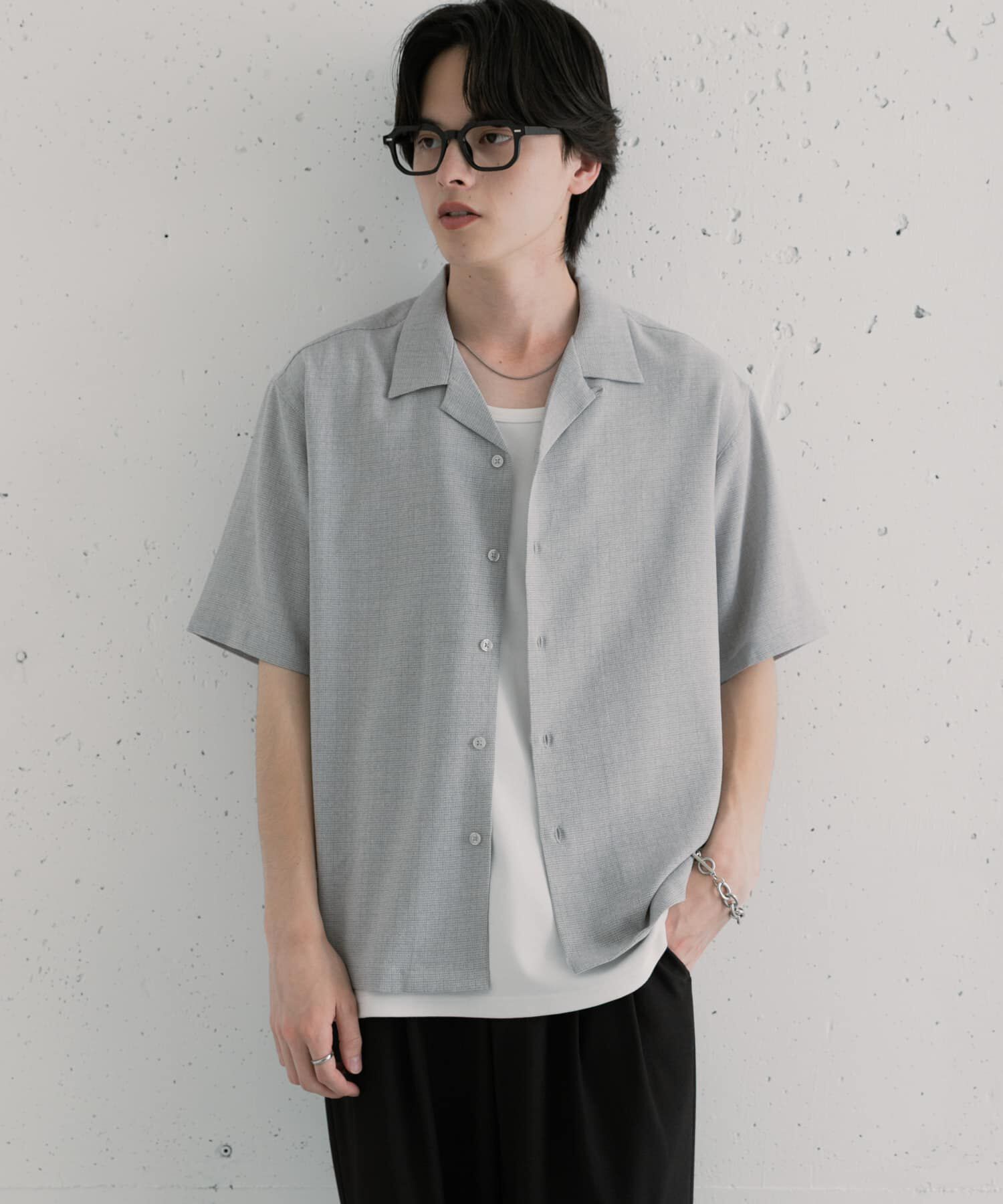 SENSE OF PLACE by URBAN RESEARCH「リネンライクマイクロチェックオープンカラーシャツ」|シャツ・ブラウス|