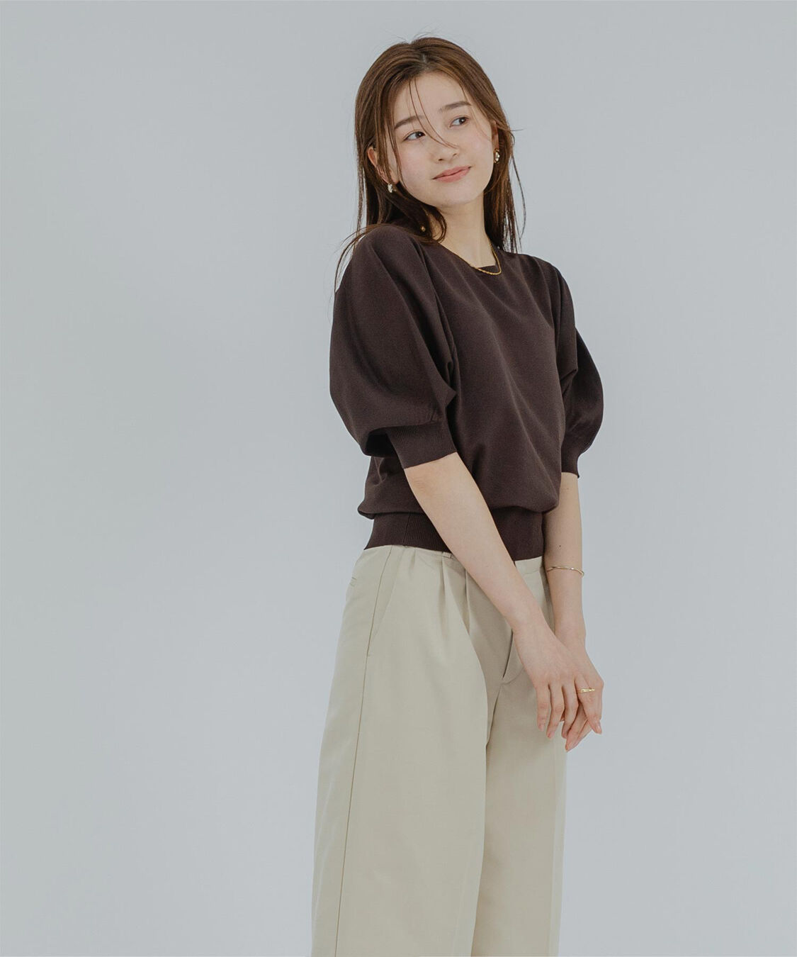 ur's「ｽﾎﾟﾝﾃﾞｨｯｼｭﾊﾟﾌｽﾘｰﾌﾞﾆｯﾄ」|ニット・セーター|