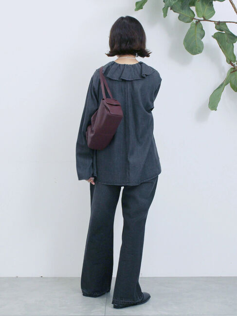 Samansa Mos2 blue「【ECO DENIM 】フリルブラウス」|シャツ・ブラウス|