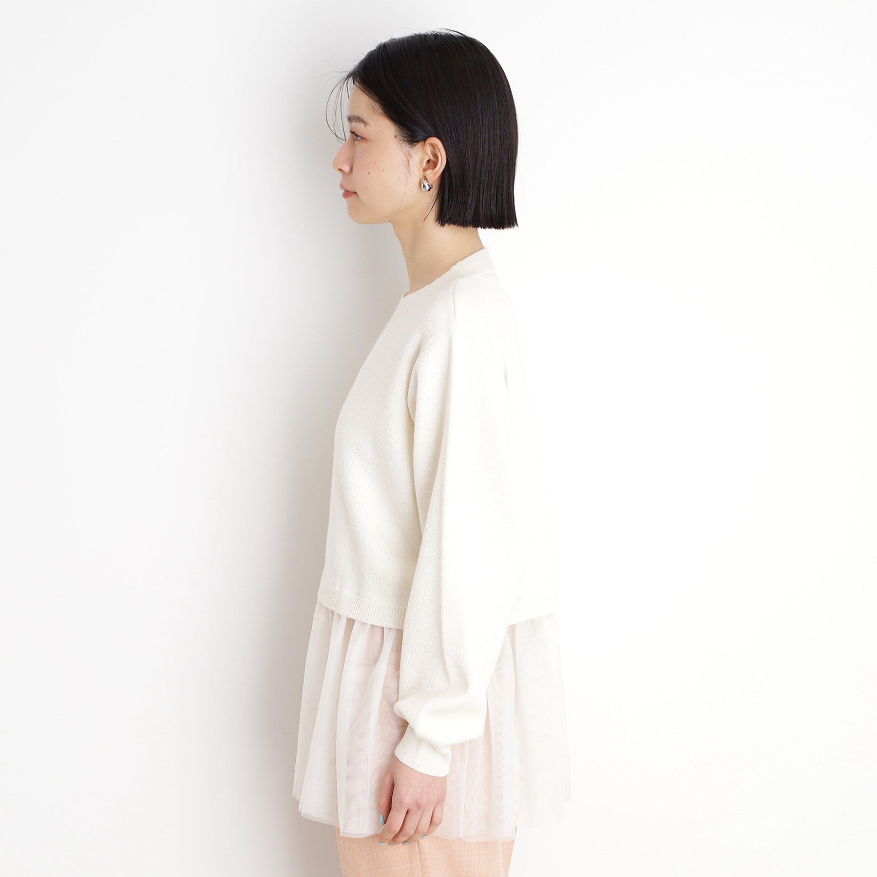 THE SHOP TK「裾チュールプルオーバー【洗える】」|ニット・セーター|