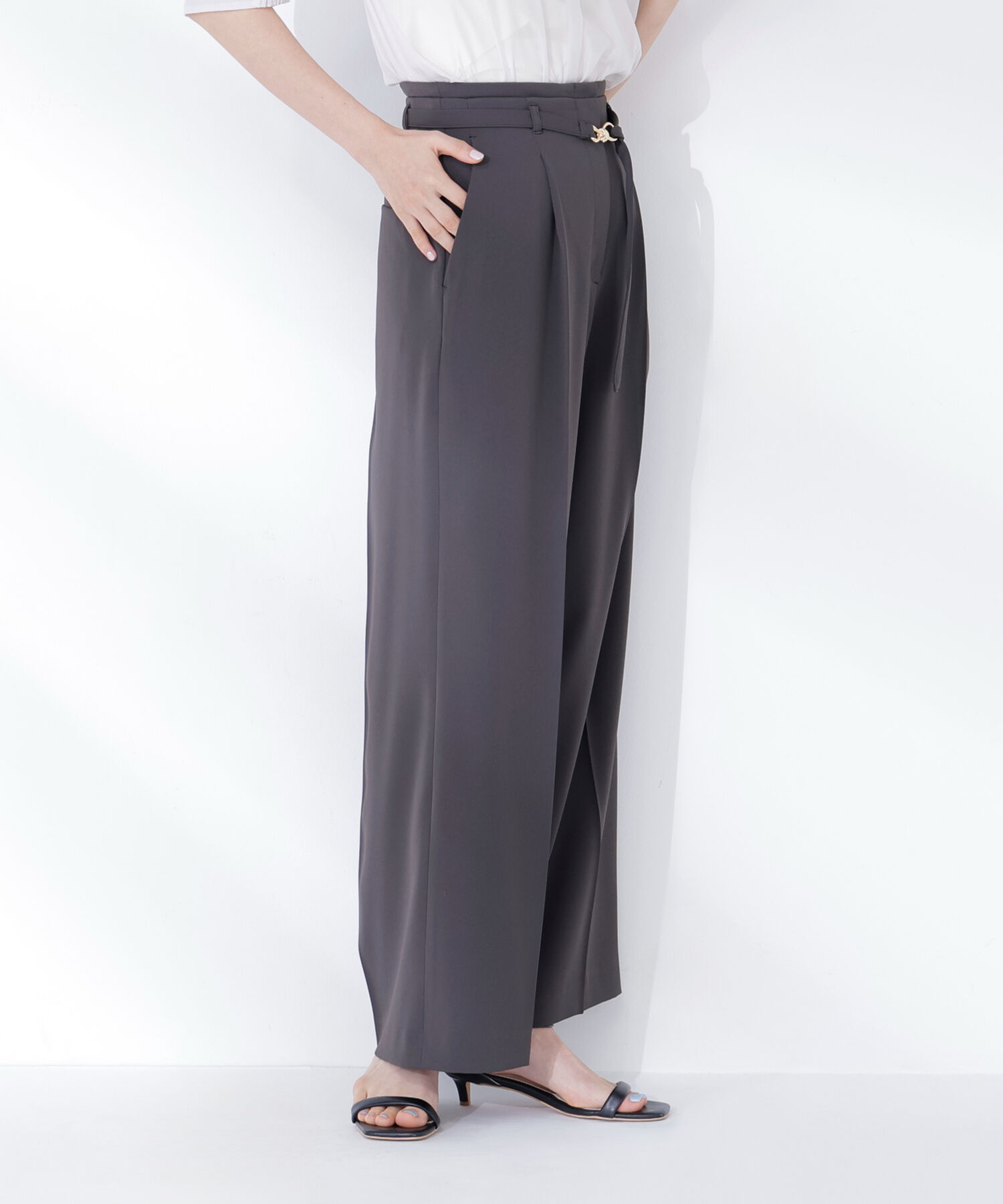  「＜骨格ウェーブ＞ハイウエストベルテッドパンツ」|その他|